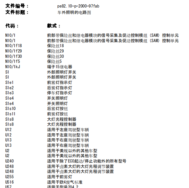 2012年奔驰C260前雾灯电路图