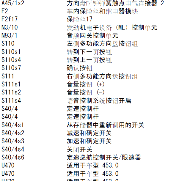 奔驰SMART方向盘按键电路图