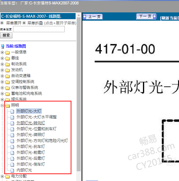 2008年福特MAX灯光电路图