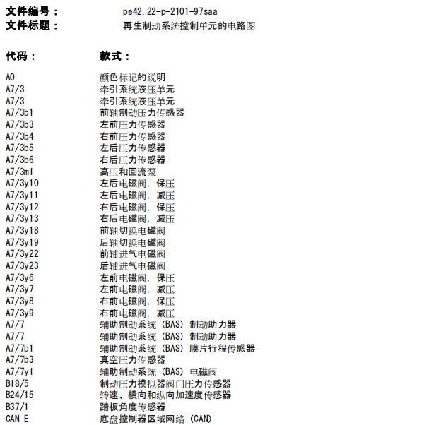 2011年奔驰S400L再生制动系统电路图