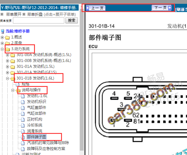 2012-2014年野马F12发动机针脚