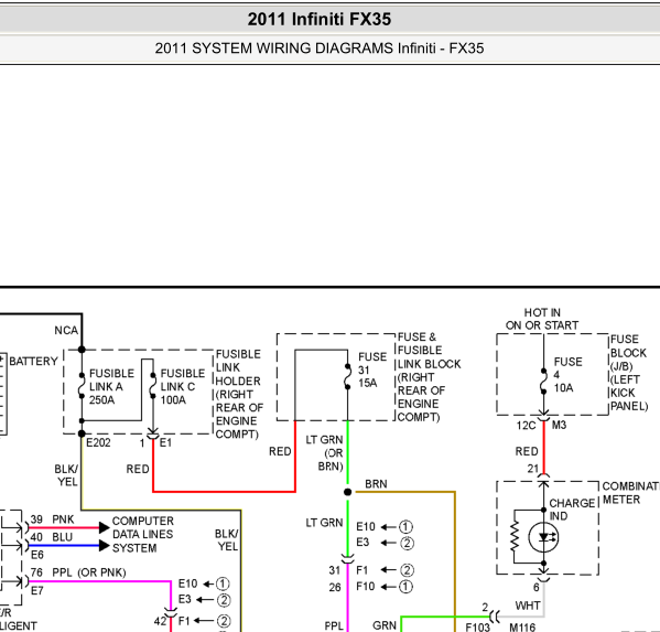 2011年英菲尼迪FX35启动电路图