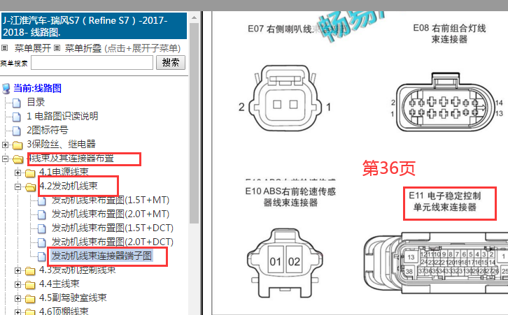 2017年江淮瑞风S7 ABS针脚
