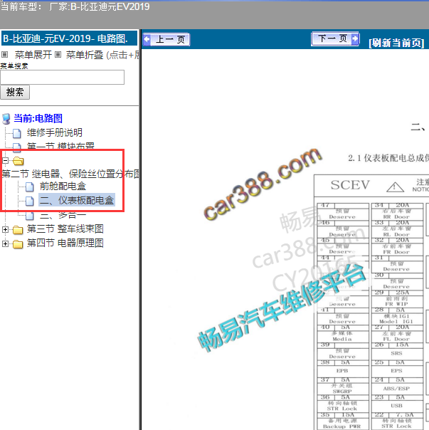 2019年比亚迪元EV保险盒资料