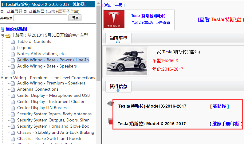 2016-2017年特斯拉MODEL X电路图