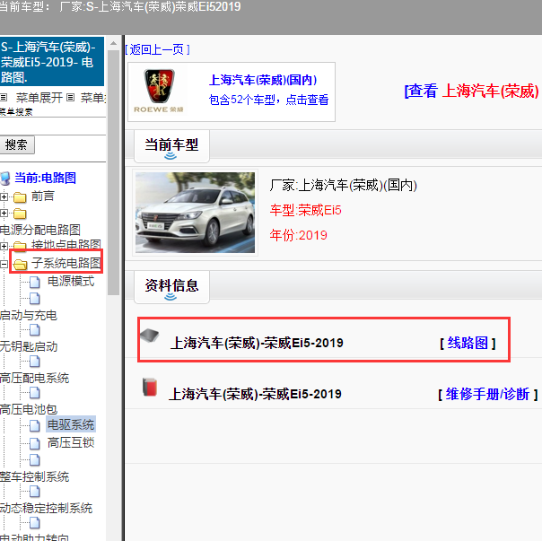 2019年荣威EI5全车电路图