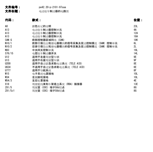 2010年奔驰S300L电子手刹系统路图