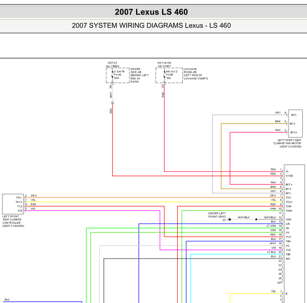 2007年雷克萨斯LS460座椅电路图