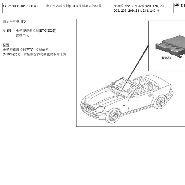 1999年奔驰C200变速箱电脑位置