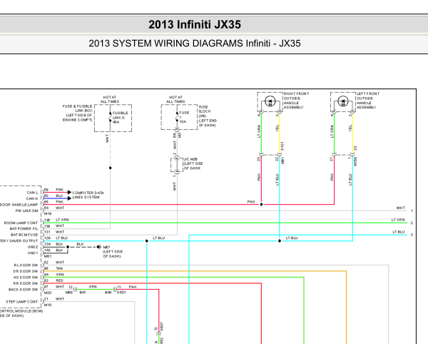 2013年英菲尼迪JX35室内灯光电路图