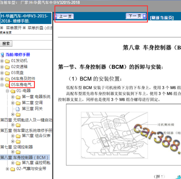 2015-2018年中华V3全车模块位置