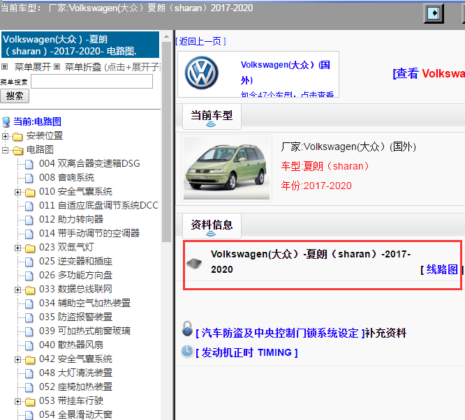 Volkswagen(大众）-夏朗（sharan）-2017-2020[ 线路图 ]