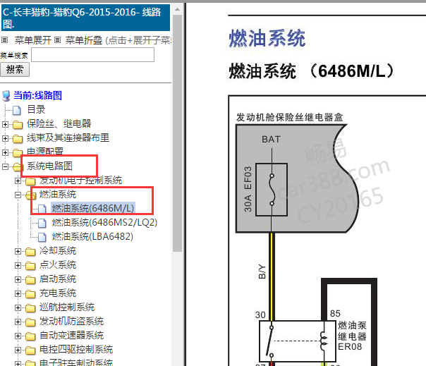 2015-2016年猎豹Q6油泵继电器电路图