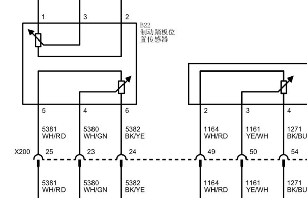 2017年别克昂科威刹车踏板位置传感器电路图
