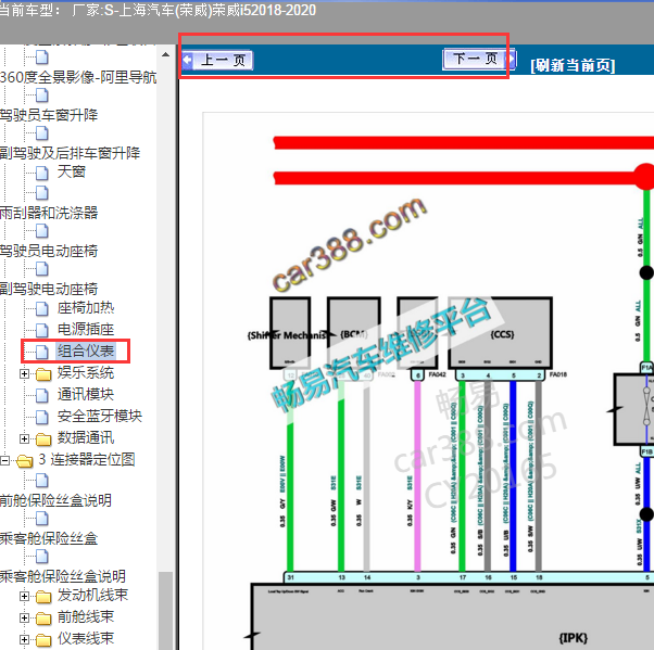 19年荣威i5组合仪表线路图