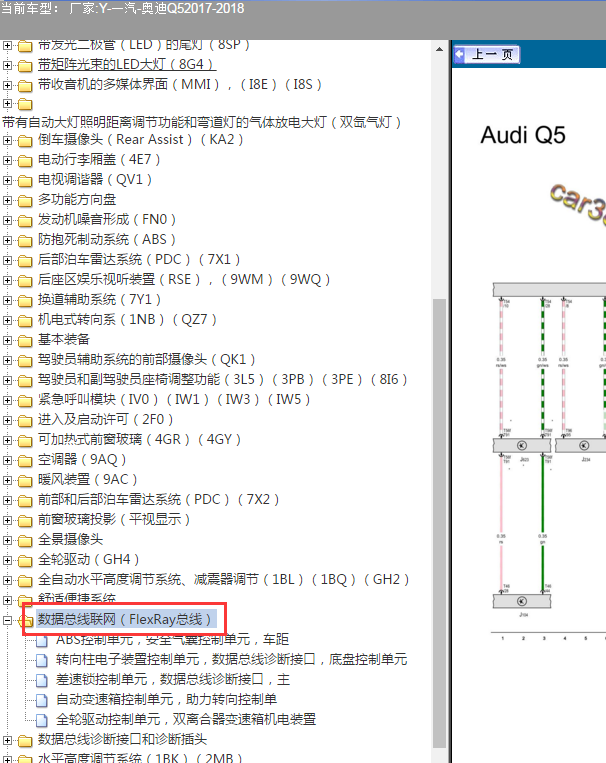 18年奥迪Q5 FelxRay总线电路图