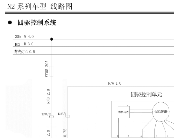 2018年黄海N2四驱系统电路图