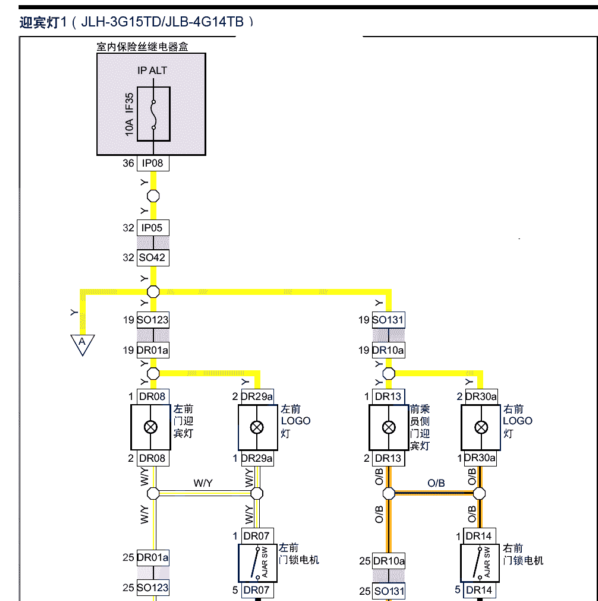 2019年帝豪GS门灯电路图