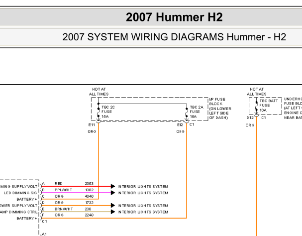 2007年悍马H2车身电路图