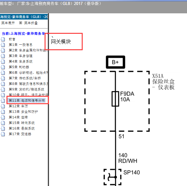 2017年别克GL8网关电路图
