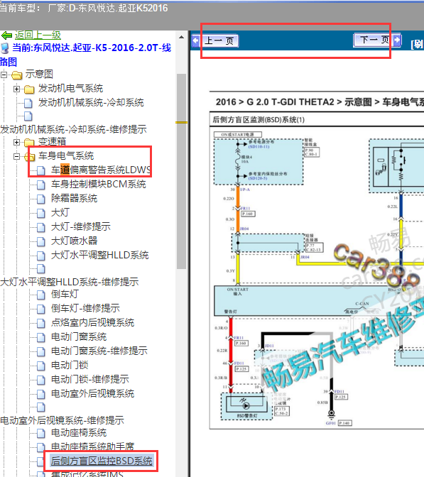 2016年起亚K5盲点辅助电路图