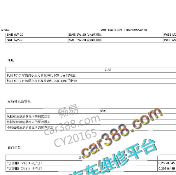福特1.5发动机机油压力