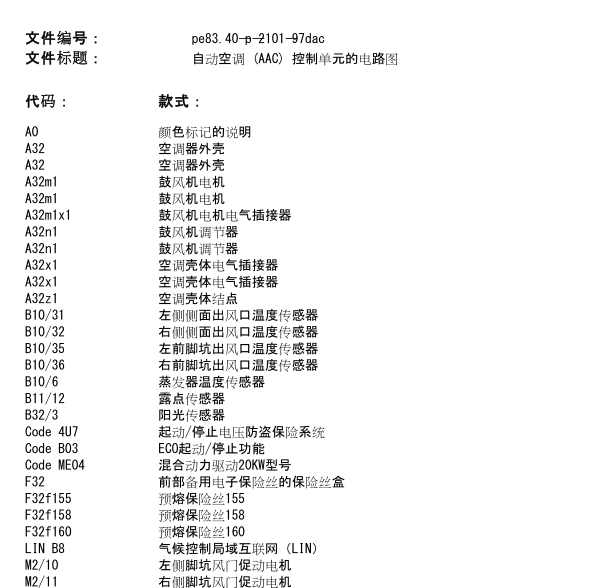 2010年奔驰E260空调电路图