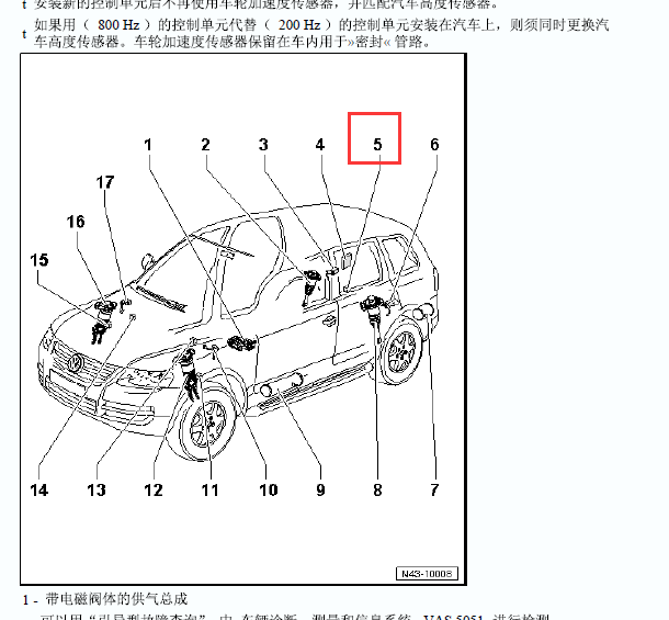 2004年大众途锐后车身加速传感器电路图