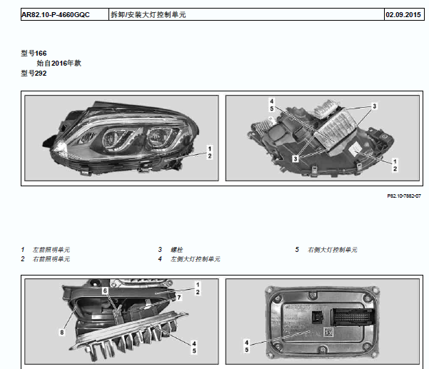 2013年奔驰GL500大灯维修手册