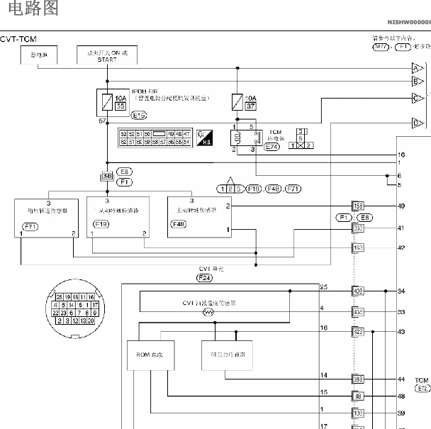 2018年日产轩逸变速箱电路图