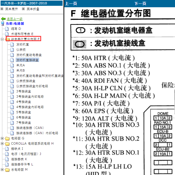 2007-2012年丰田卡罗拉 保险资料