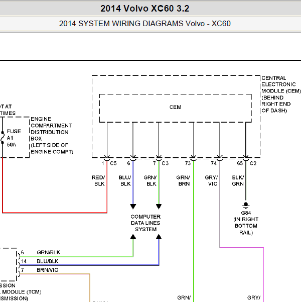 2014年沃尔沃XC60车灯电路图