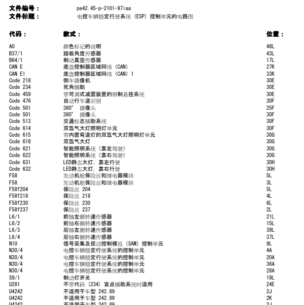 2018年奔驰B200 ESP电路图