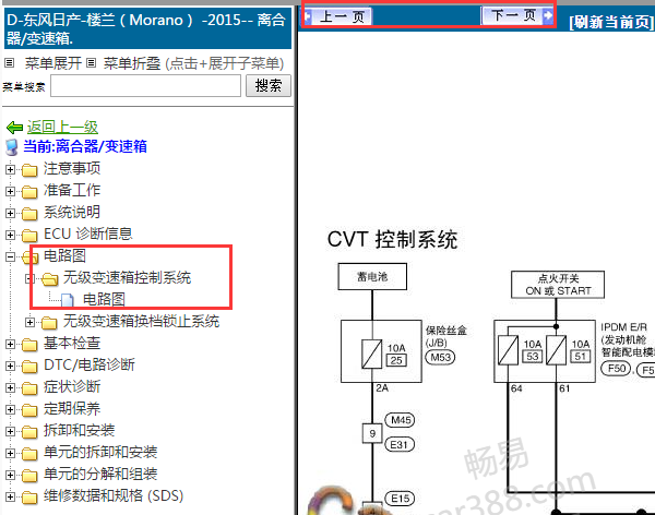 2015年日产楼兰变速箱电路图
