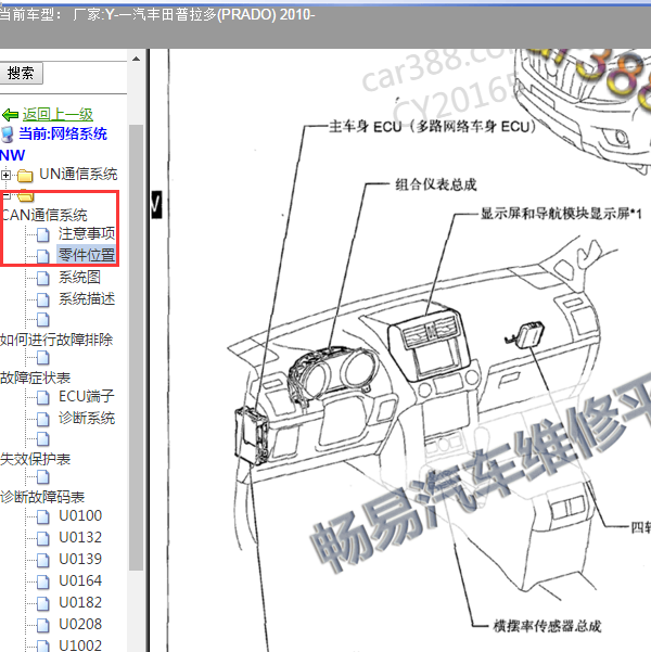 2010年丰田普拉多网关位置