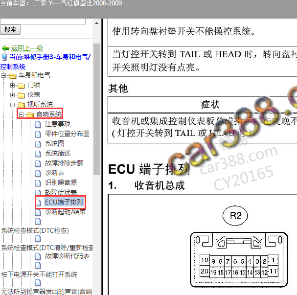 2006-2009年红旗盛世音响系统针脚