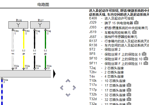 2014年奥迪A5点火开关电路图