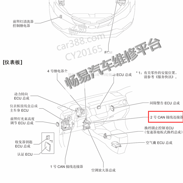 2012-2013年丰田RAV4 2号CAN连接器位置