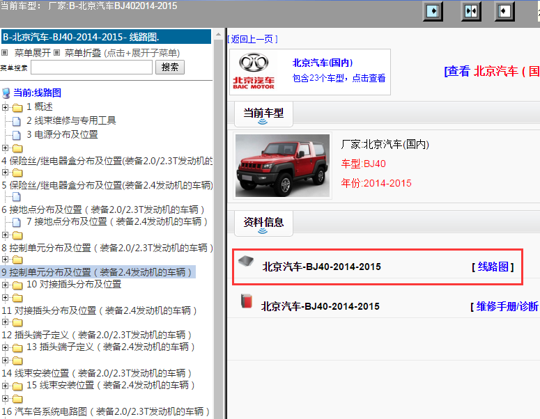 北京汽车-BJ40-2014-2015[ 线路图 ]