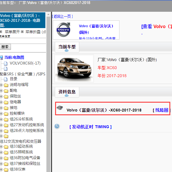 2018年沃尔沃XC60全车电路图