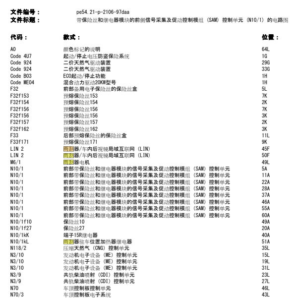 2010年奔驰E200雨刮器线路图