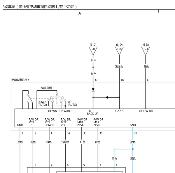 2019年本田CRV车窗电路图