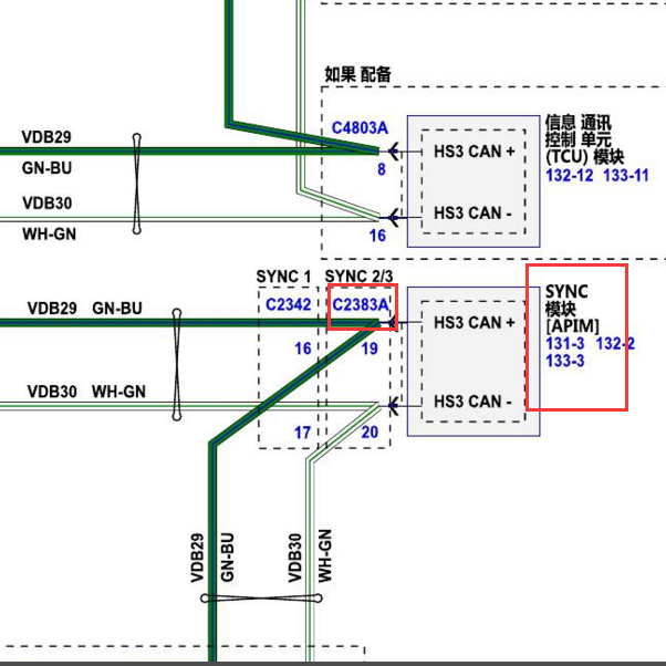 2016-2017年福特F150 APIM模块电路