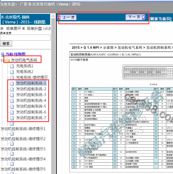 2015年现代瑞纳发动机电脑的针脚图