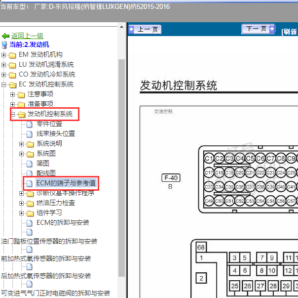 2015-2016纳智捷纳5 1.8发动机针脚.