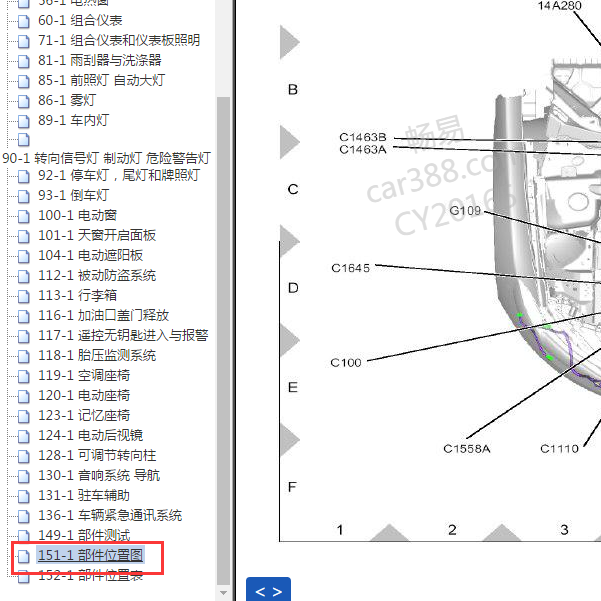2013-2015年福特蒙迪欧连接器位置