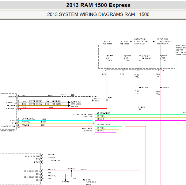2013年道奇RAM1500防盗电路图