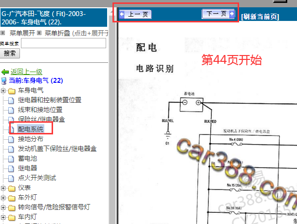 2003-2006年本田飞度保险丝电路图
