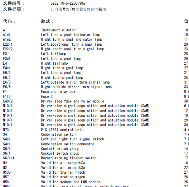 奔驰E240 转向灯电路图