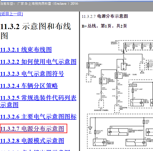 2014年别克昂科雷保险电源电路图